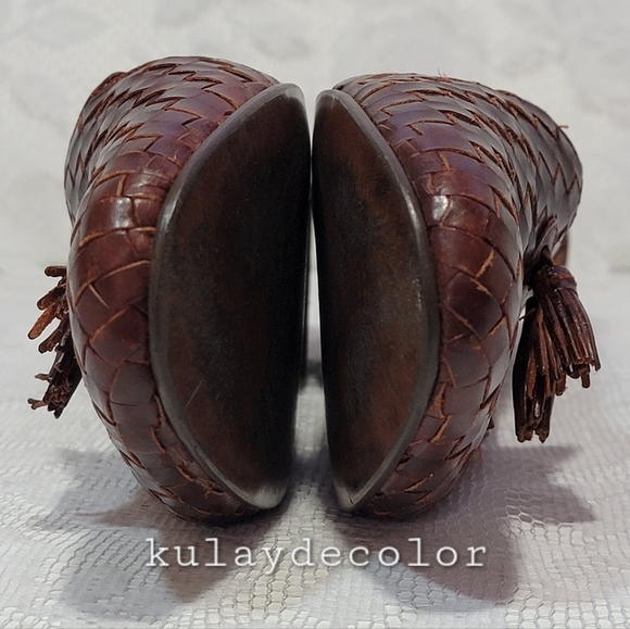 Vintage Pappagallo Woven Leather Tassel Classic Flats Brown Slipon Loafers 9.5 - Picture 6 of 16